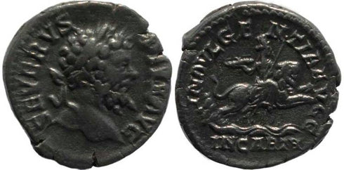 Septimius Severus 193-211 AD AR Denarius, Dea Caelestis riding lion